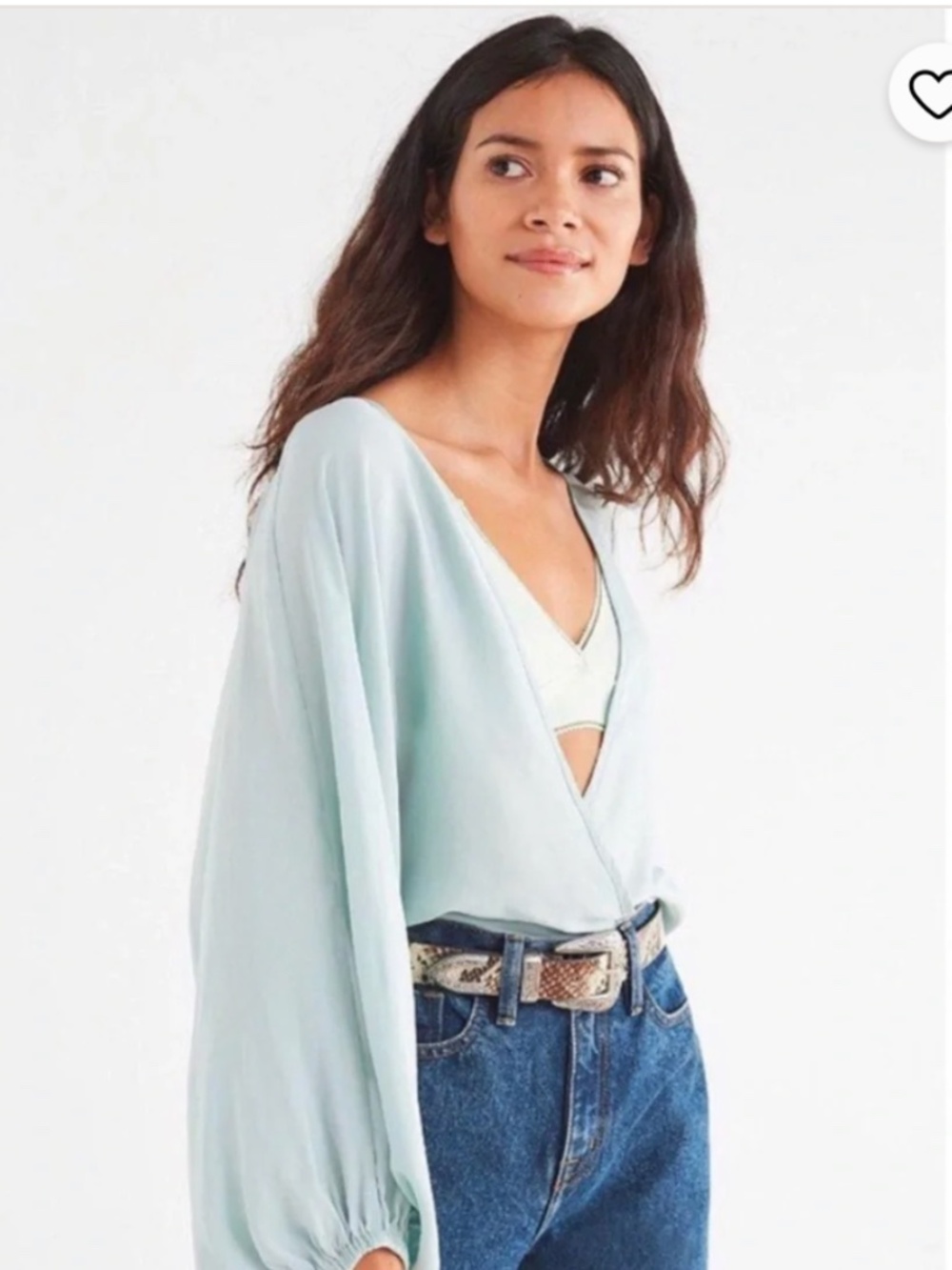 Blue flowy long sleeve top